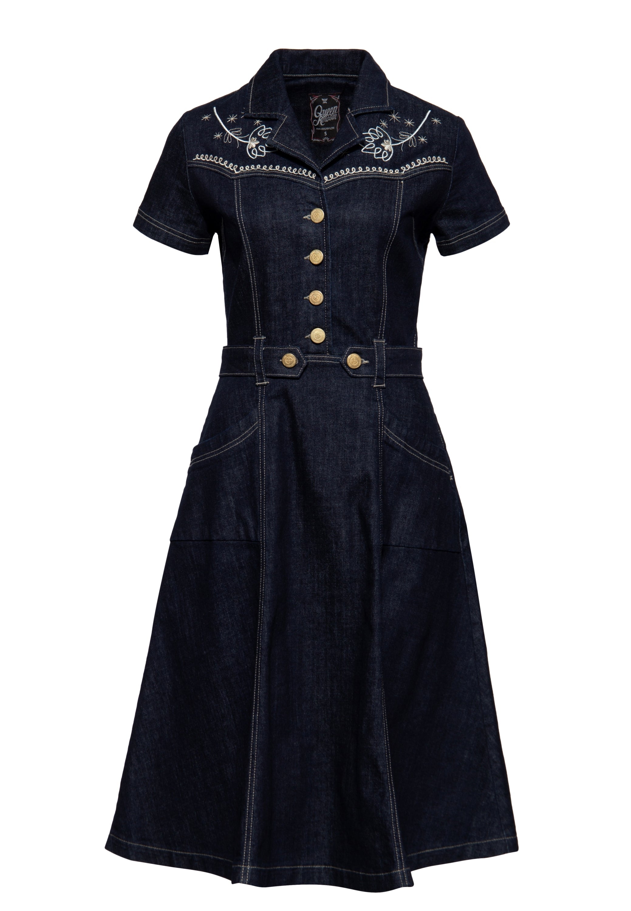 Queen Kerosin - Western Swing Kleid mit Stickerei