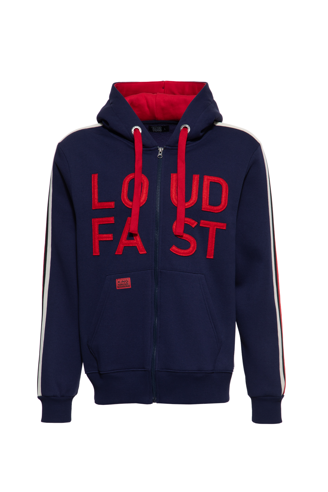 Herren Hoodie mit Zip "Loud & Fast" in Dark Navy