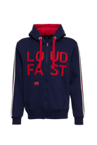 Herren Hoodie mit Zip "Loud & Fast" in Dark Navy