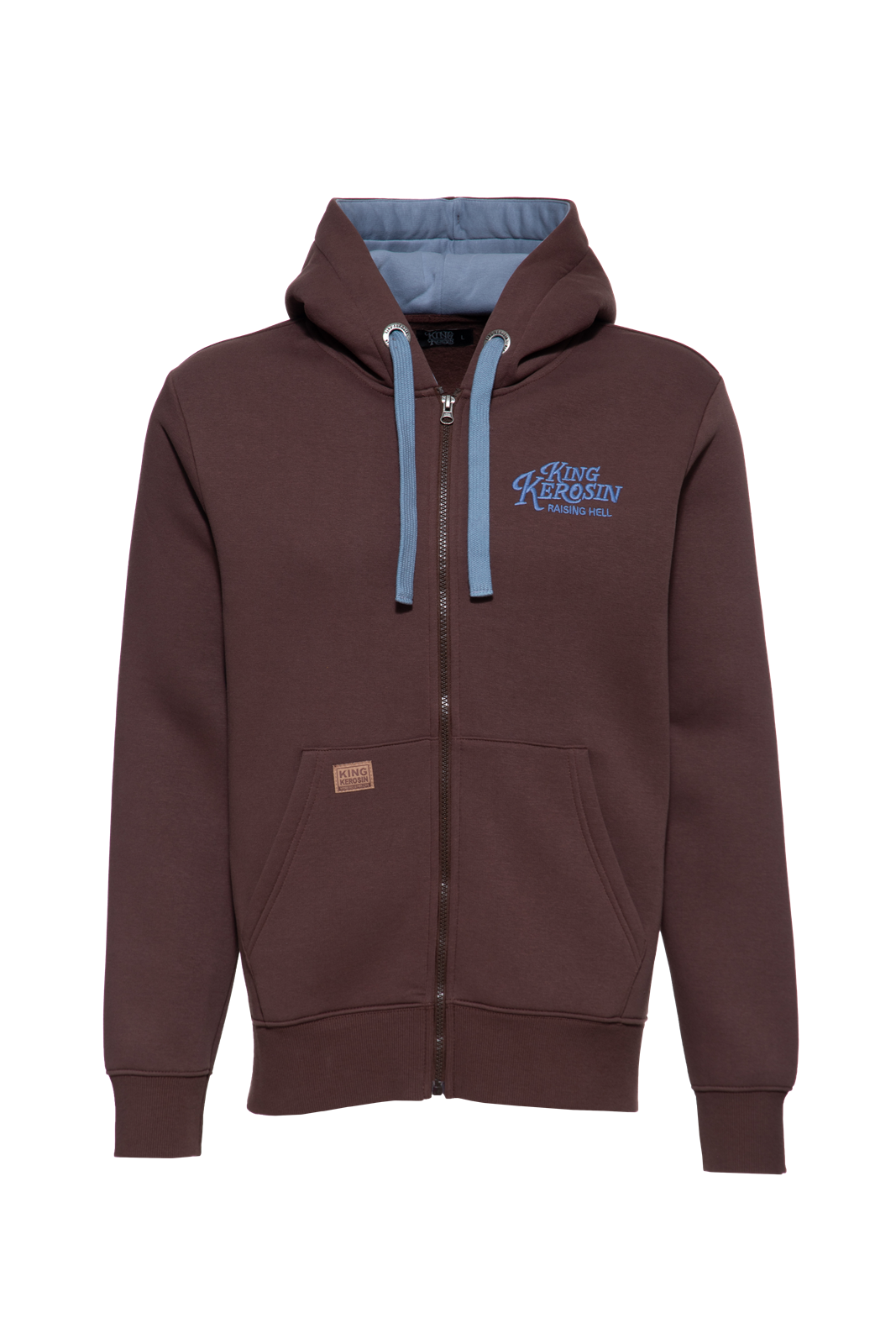 Herren Hoodie mit Zip "Raising Hell" in Brown