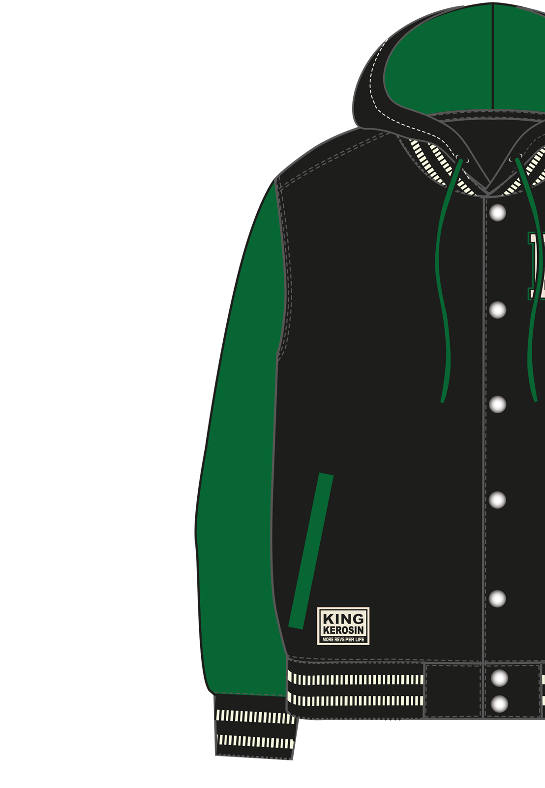 Herren Hoodie Collegestyle "Milwaukee" in Black & Green