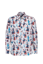 Herren Busines-Hemd "Rockabilly Pin-up" in Off White