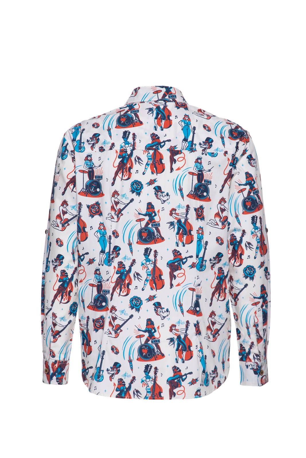 Herren Busines-Hemd "Rockabilly Pin-up" in Off White