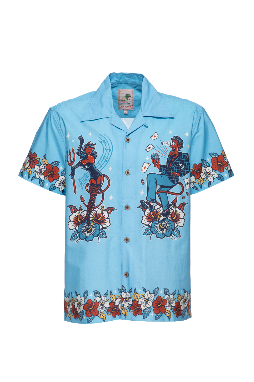 Herren Hawaii Hemd "Devils" in Turquoise