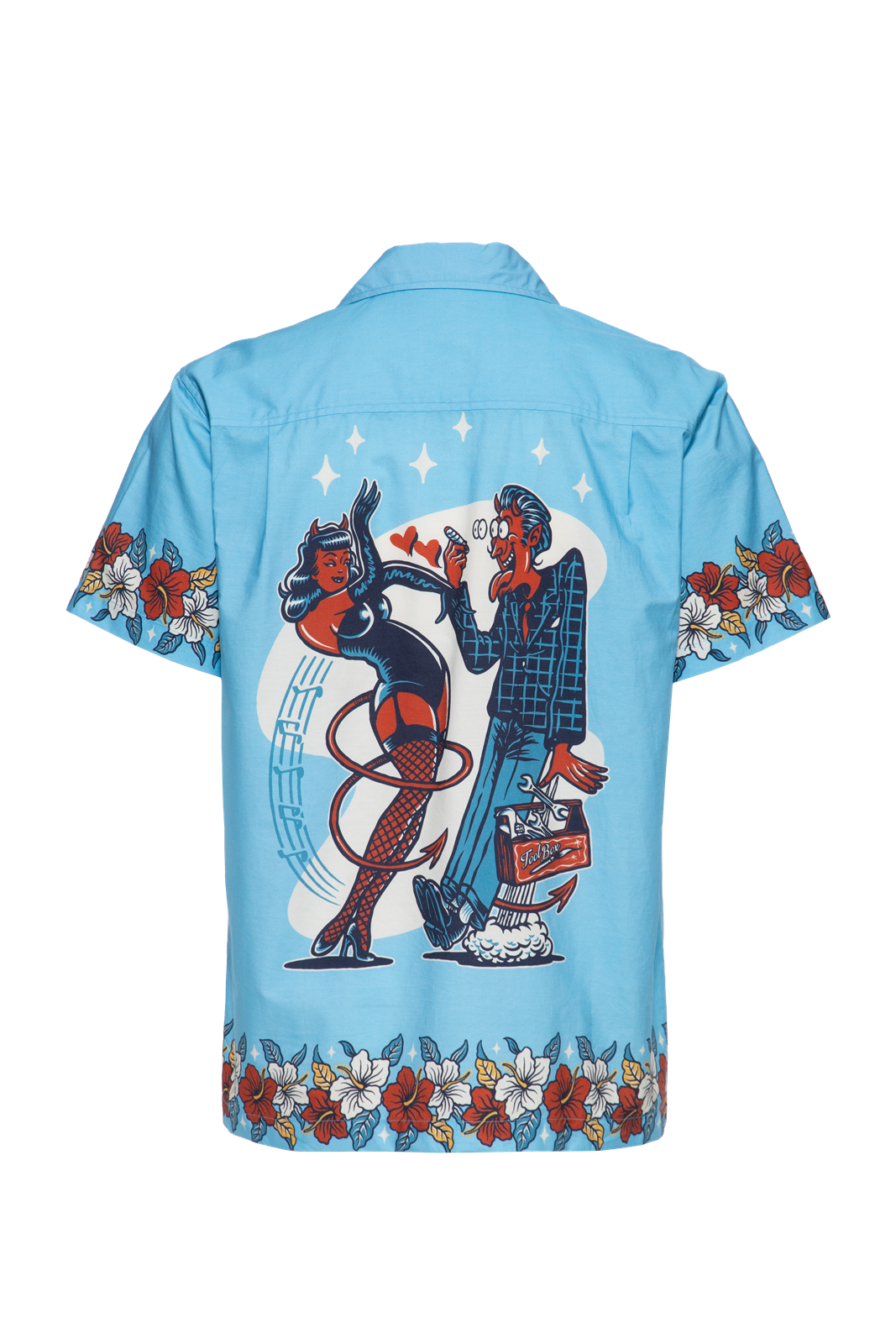 Herren Hawaii Hemd "Devils" in Turquoise