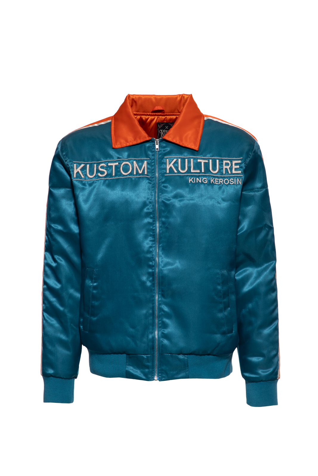 Herren Satin Jacke "Kustom Kulture" in Petrol
