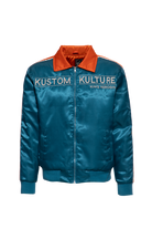 Herren Satin Jacke "Kustom Kulture" in Petrol