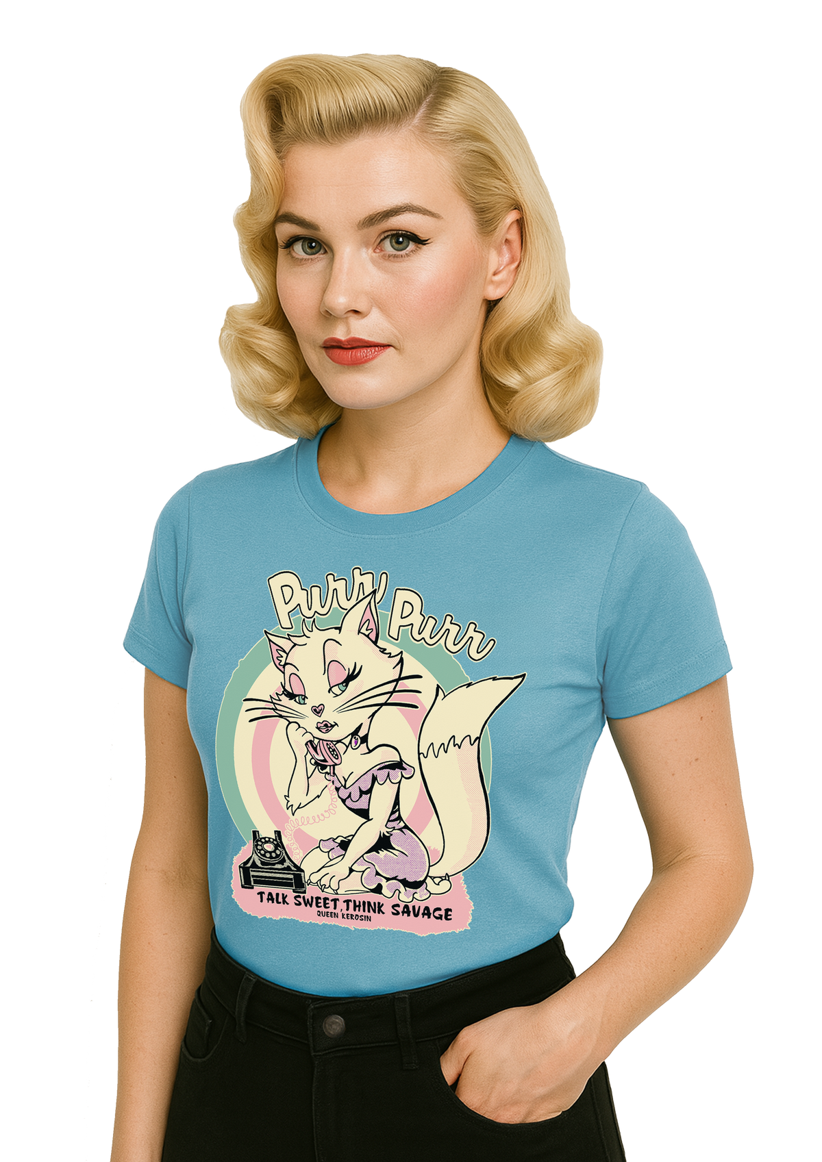 Damen T-Shirt "Talk sweet" in Light Blue