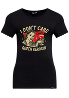 Damen T-Shirt "I don't care" in Black