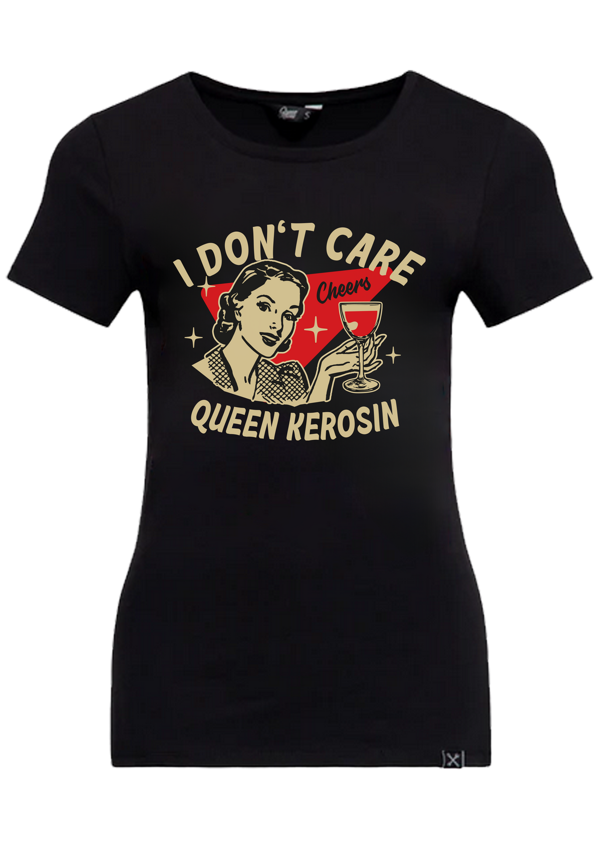 Damen T-Shirt "I don't care" in Black