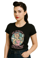 Damen T-Shirt "Pretty tired" in Black