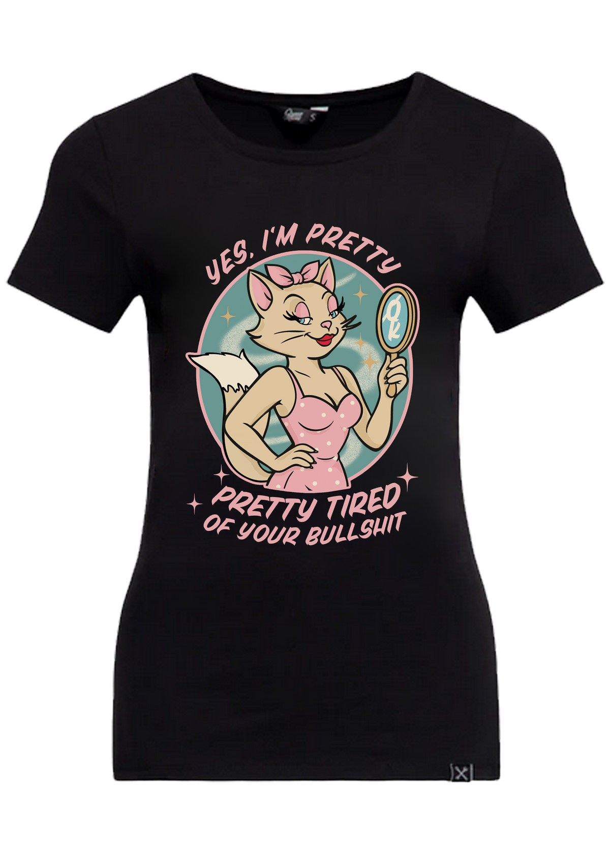 Damen T-Shirt "Pretty tired" in Black