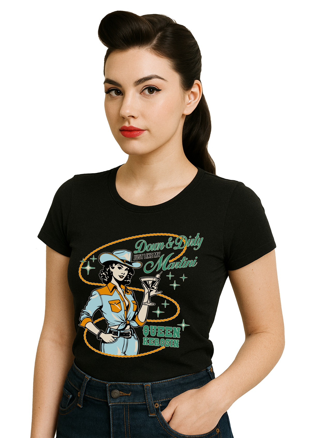 Damen T-Shirt "Down & Dirty" in Black
