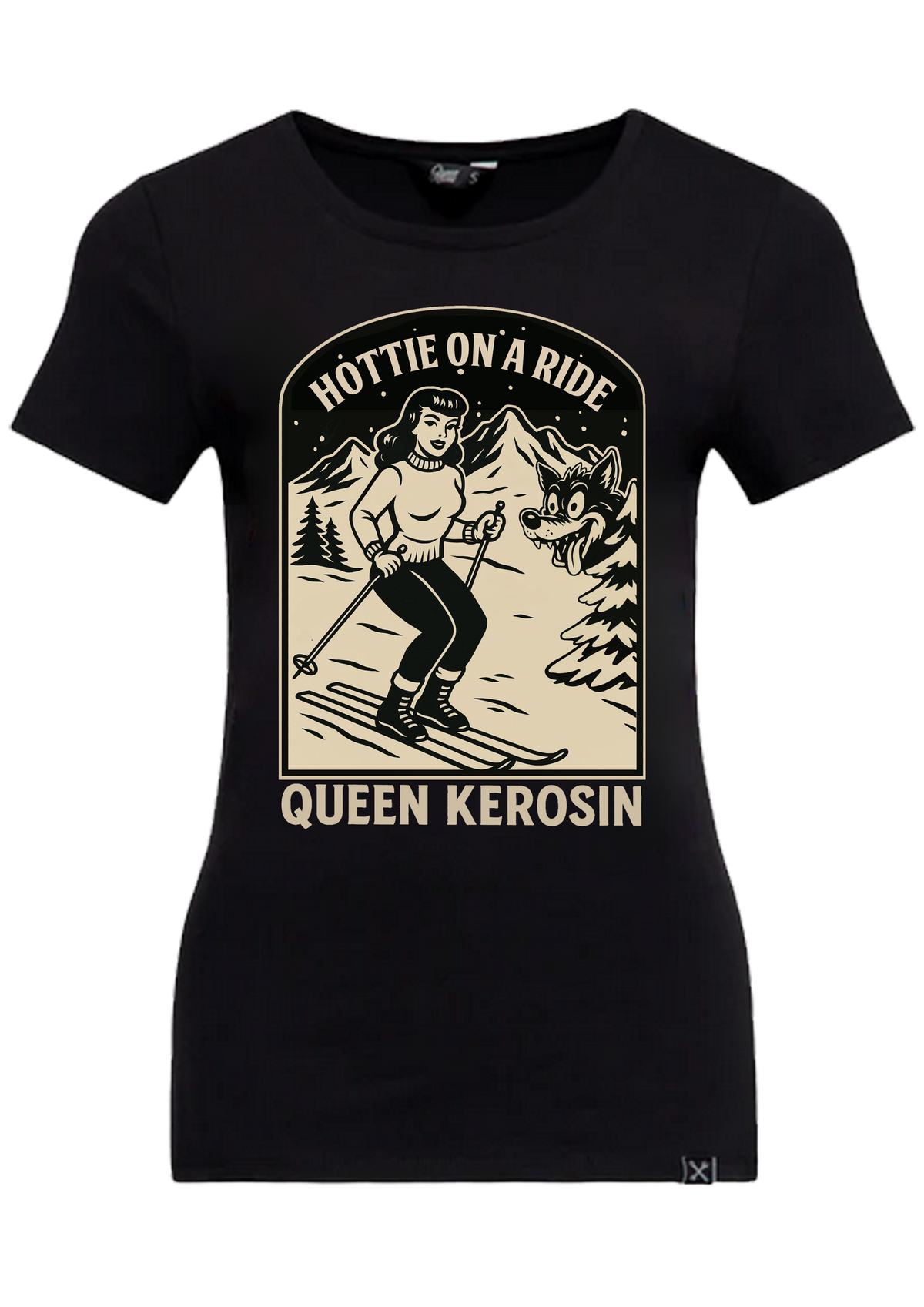 Damen T-Shirt "Hottie on a ride" in Black