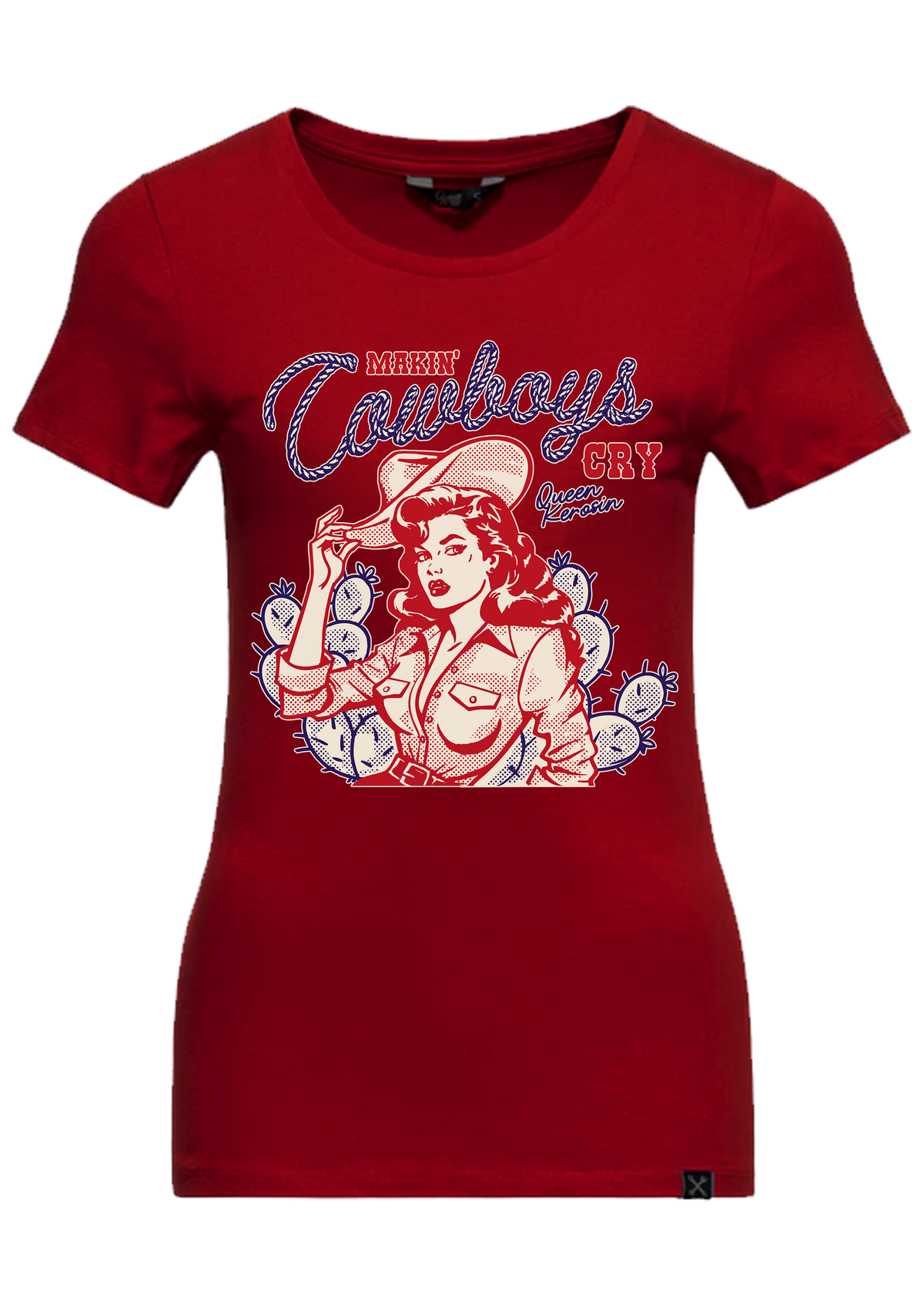 Damen T-Shirt "Makin' Cowboys cry" in Bordeaux