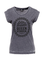 Damen T-Shirt "Lolita" Enzyme wash in Anthracite