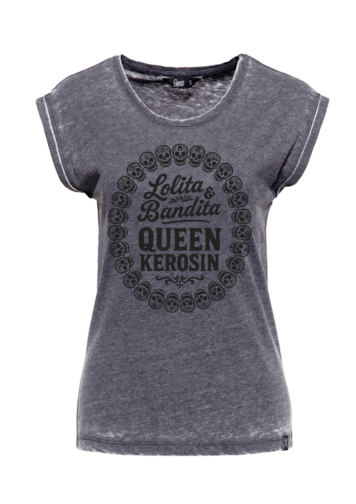 Damen T-Shirt "Lolita" Enzyme wash in Anthracite