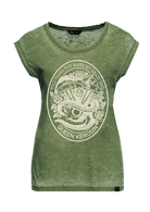 Damen T-Shirt "wild thing" Enzyme wash in Khaki