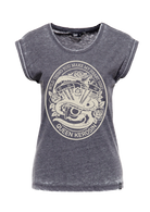 Damen T-Shirt "wild thing" Enzyme wash in Anthracite
