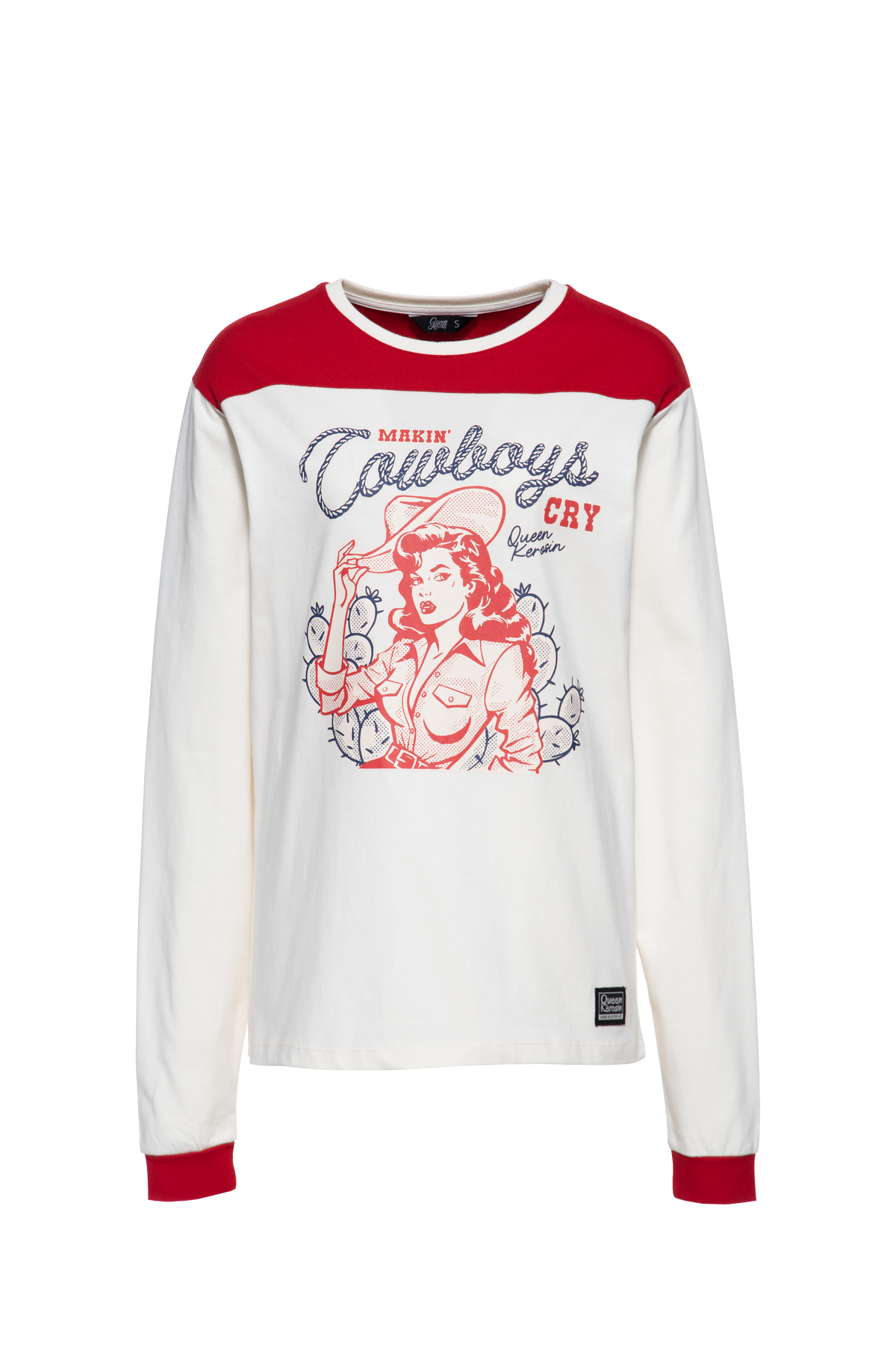 Damen longsleeve "Makin' Cowboys Cry" in Off White