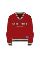 Damen Sweatshirt "Rebel High" College style V-neck in Bordeaux