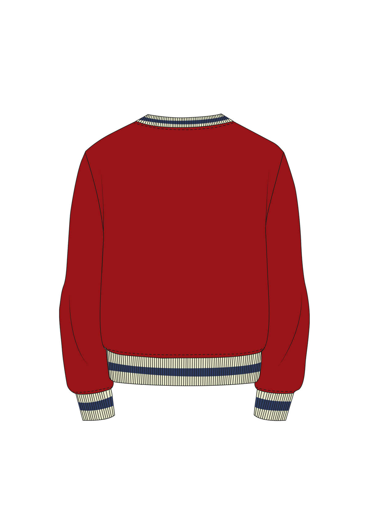 Damen Sweatshirt "Rebel High" College style V-neck in Bordeaux
