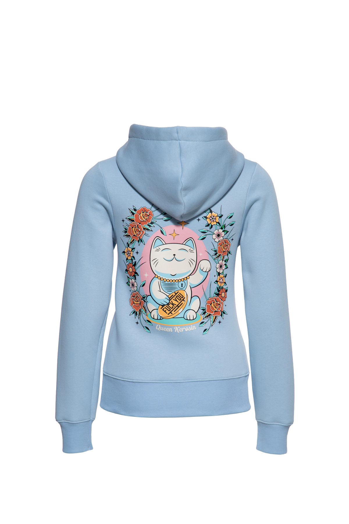 Damen Hoodie "Fuck you" in Light Blue