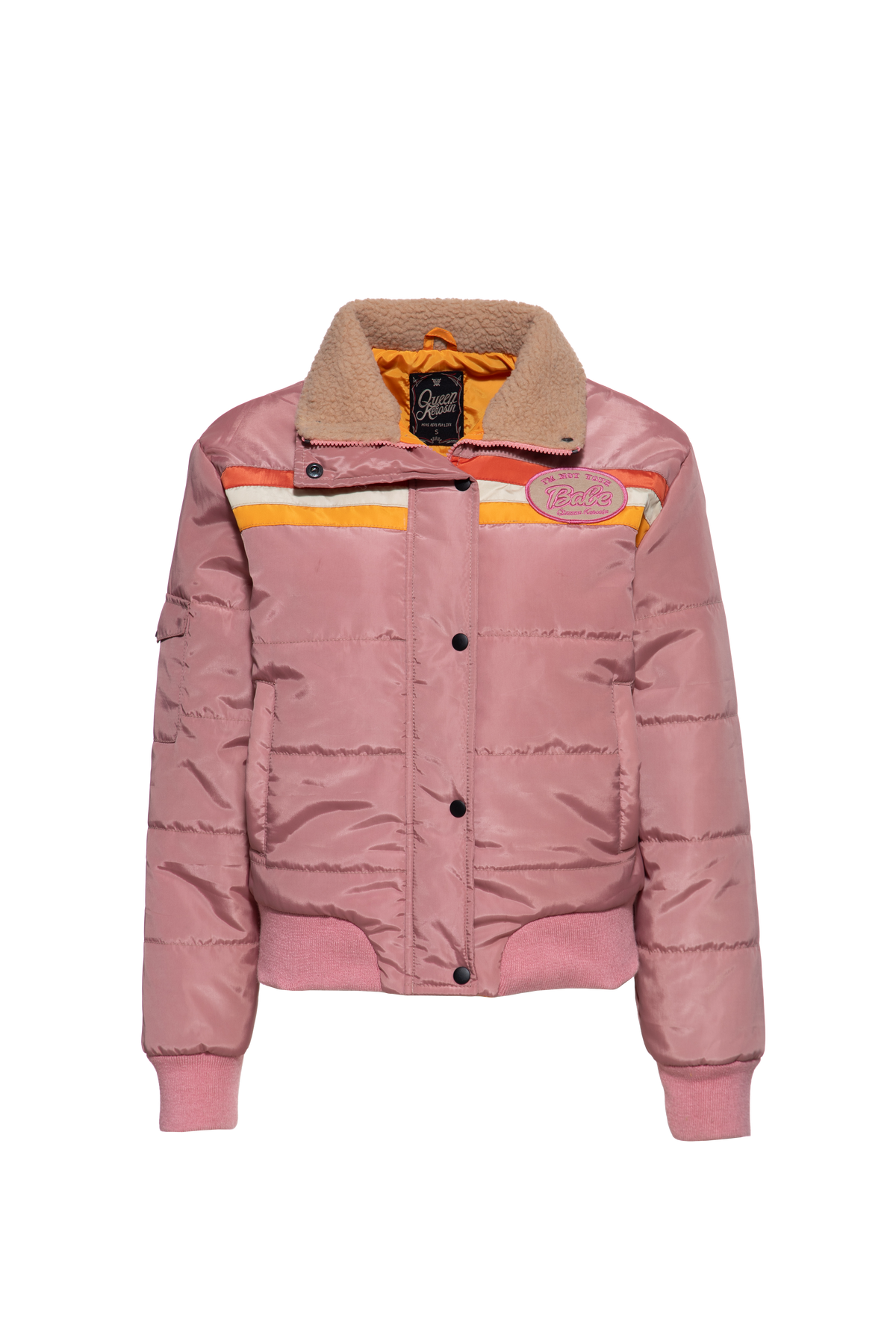 Damen Puffer Jacke "I`m not your babe" in Rose