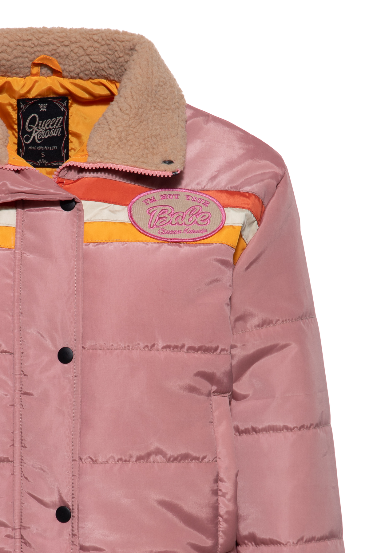 Damen Puffer Jacke "I`m not your babe" in Rose