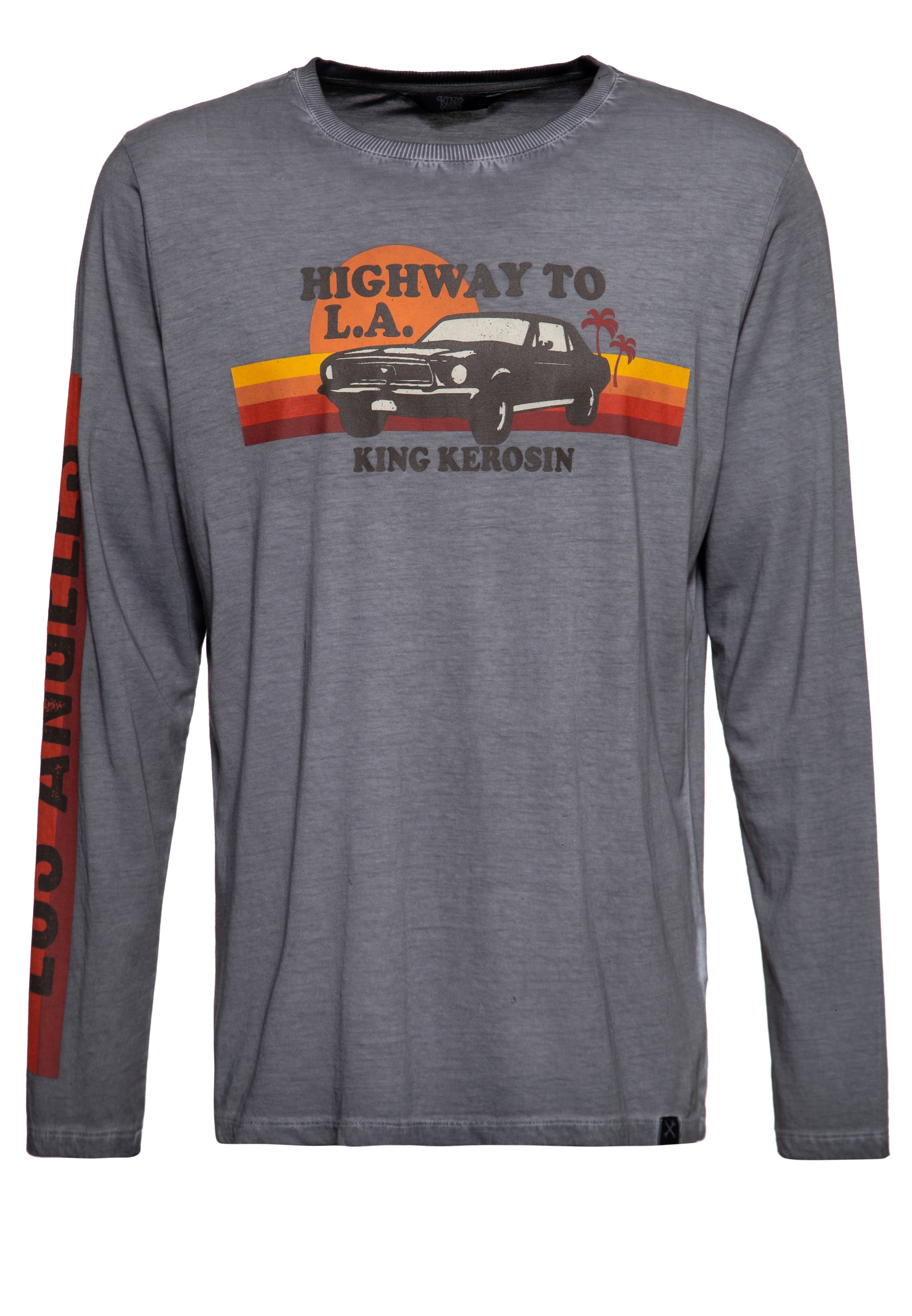 Acid Wash Longsleeve «Highway to LA» Langarmshirts von King Kerosin