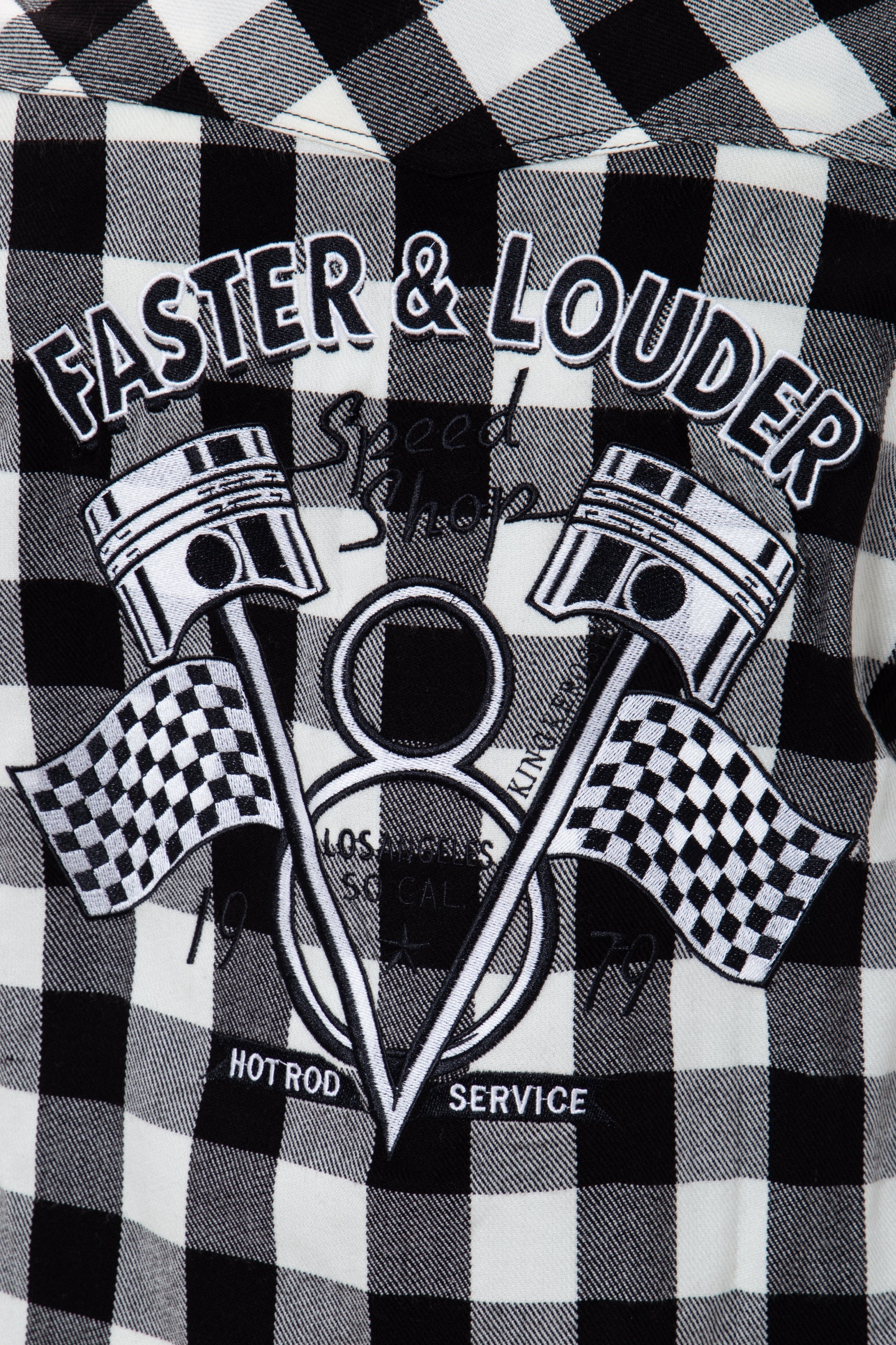 King Kerosin - Ärmelloses Karohemd mit Stickerei «Faster & Louder»