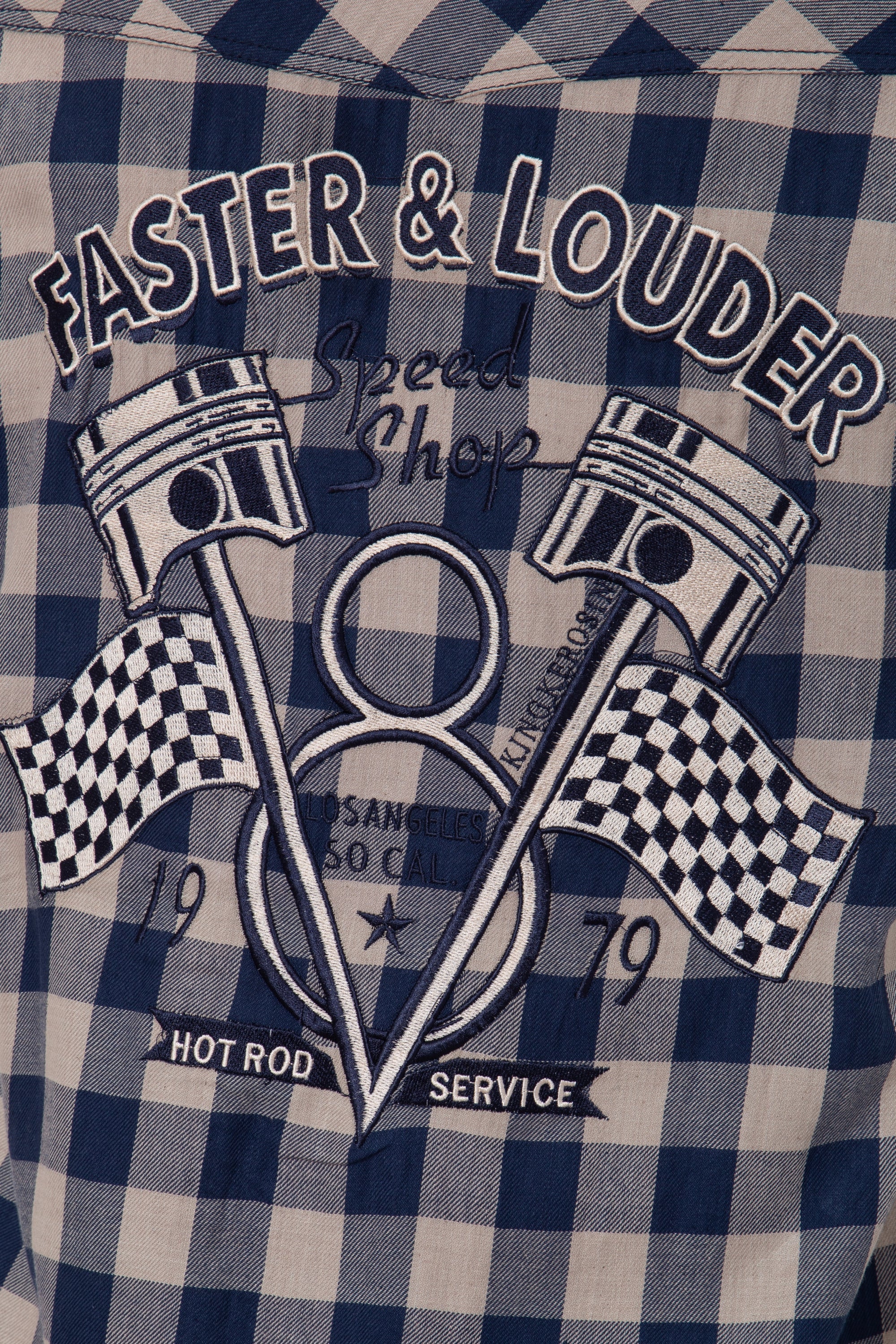 King Kerosin - Ärmelloses Karohemd mit Stickerei «Faster & Louder»