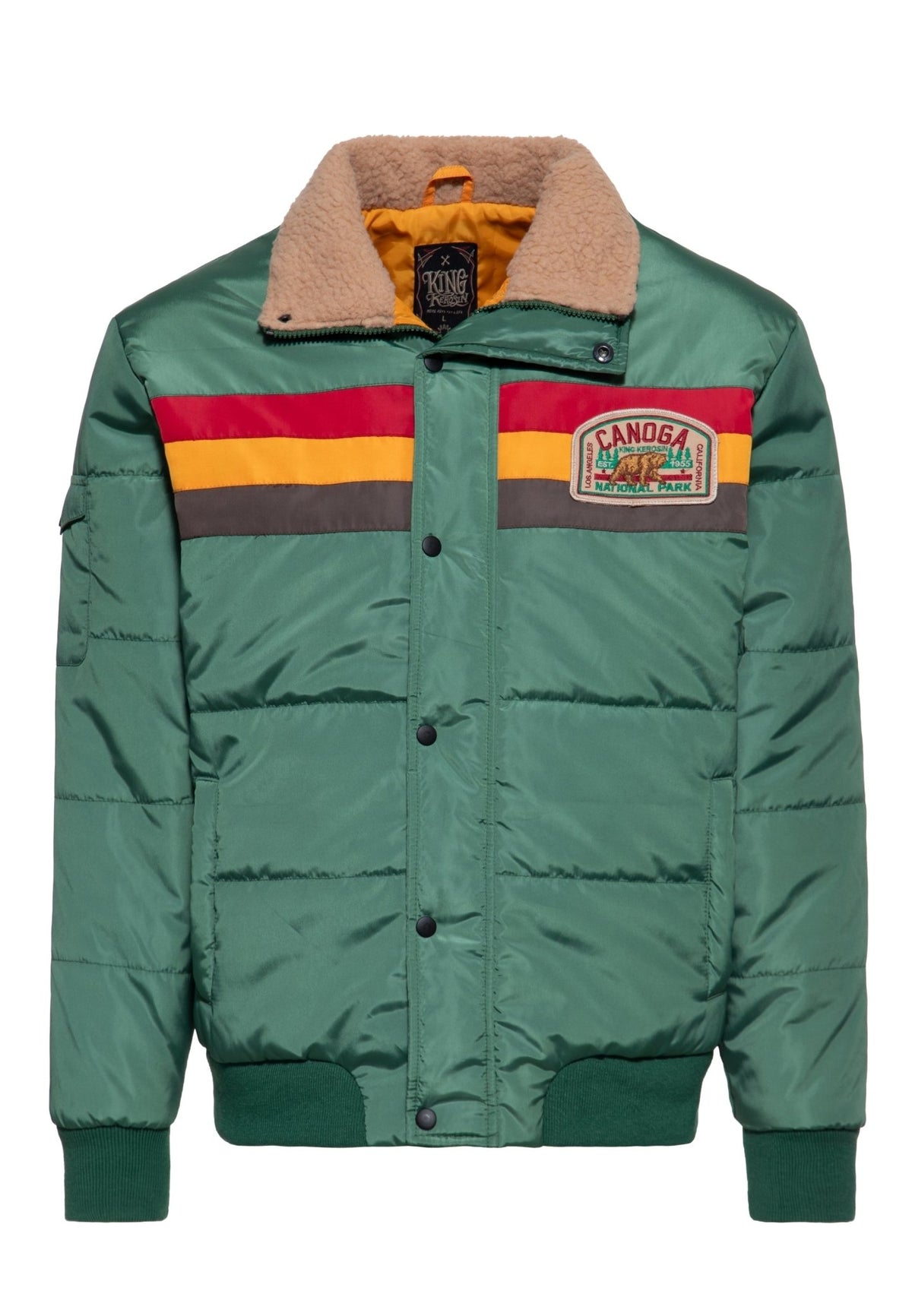 Collegejacke 'Canoga National Park' in Tannengrün – College & Baseball Jacken von King Kerosin - Ansicht 1