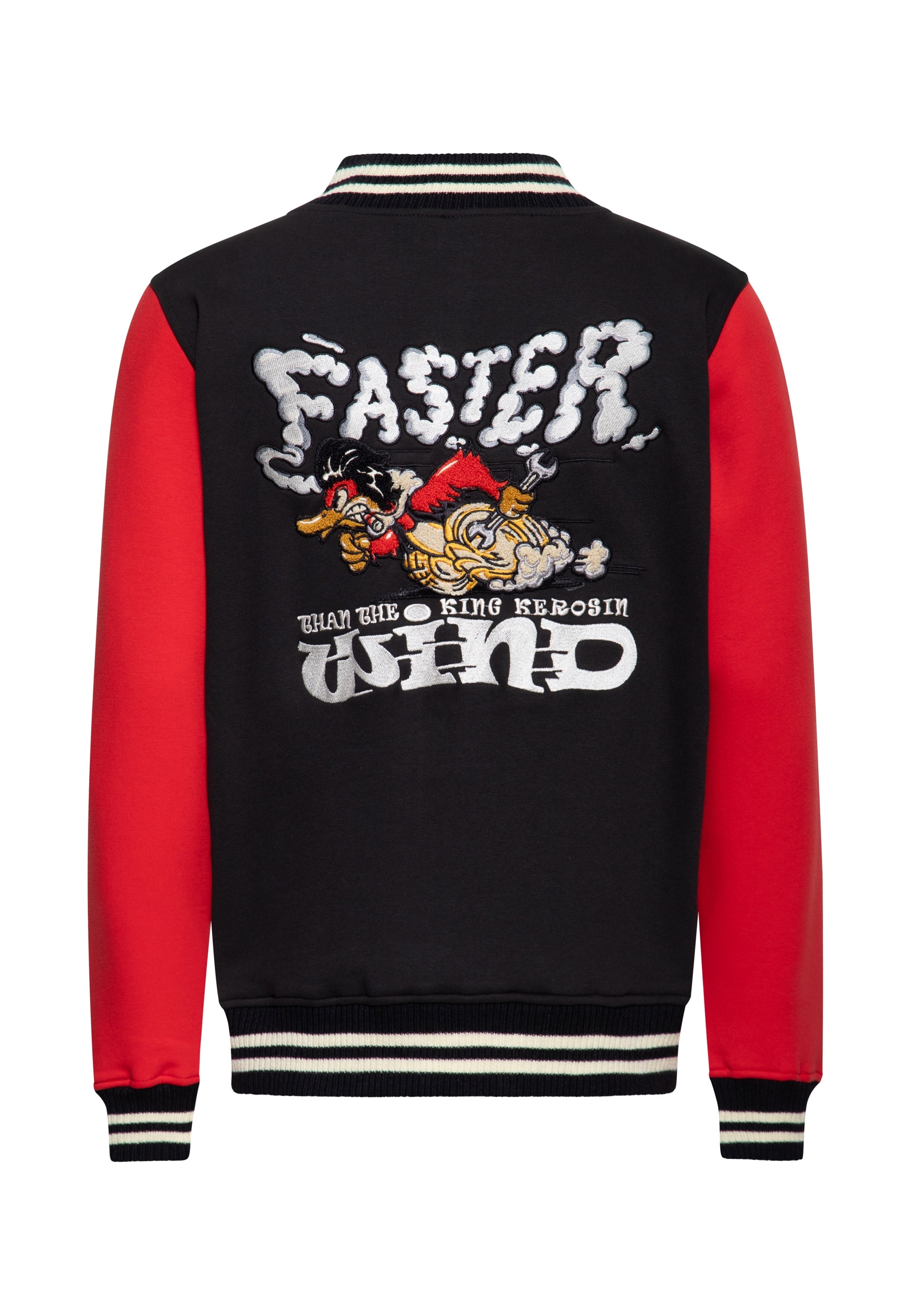 Collegejacke 'Faster Than The Wind' in Schwarz College & Baseball Jacken von King Kerosin