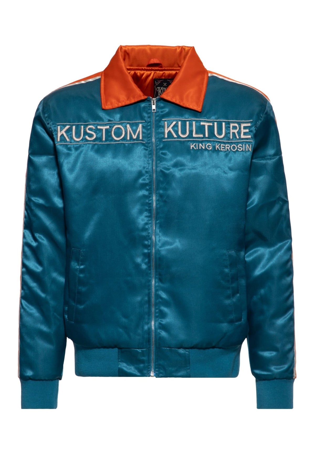 Collegejacke 'Kustom Kulture' in Petrol – College & Baseball Jacken von King Kerosin - Ansicht 1