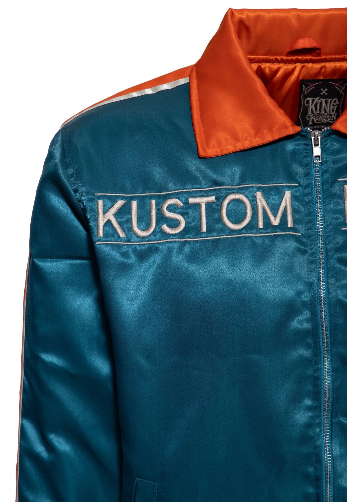 Collegejacke 'Kustom Kulture' in Petrol – College & Baseball Jacken von King Kerosin - Ansicht 4