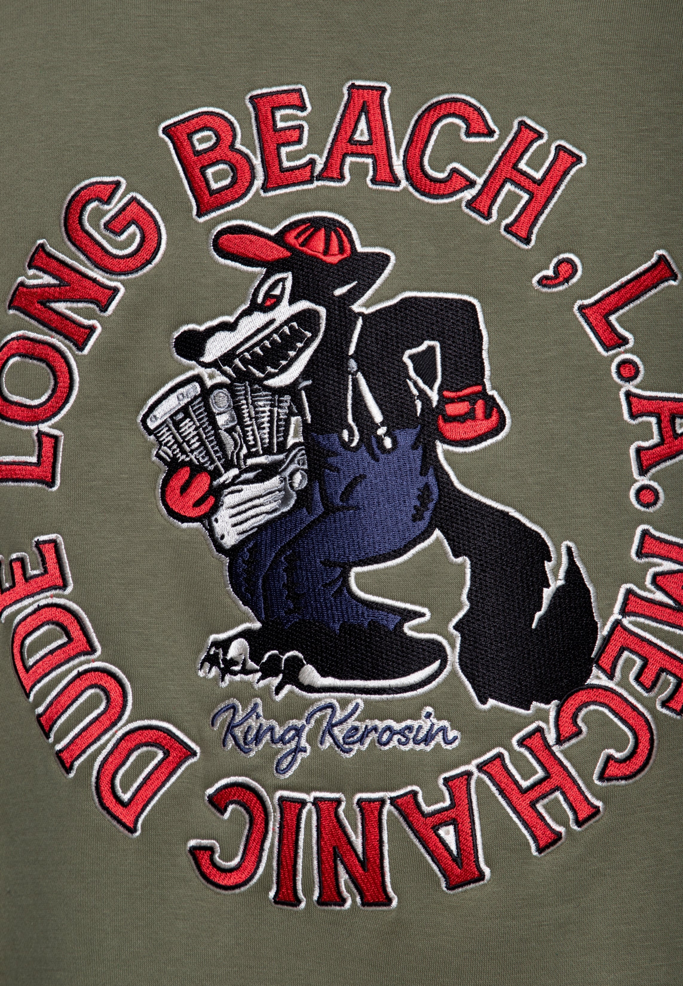 Collegejacke 'Mechanic Dude' in Khaki College & Baseball Jacken von King Kerosin