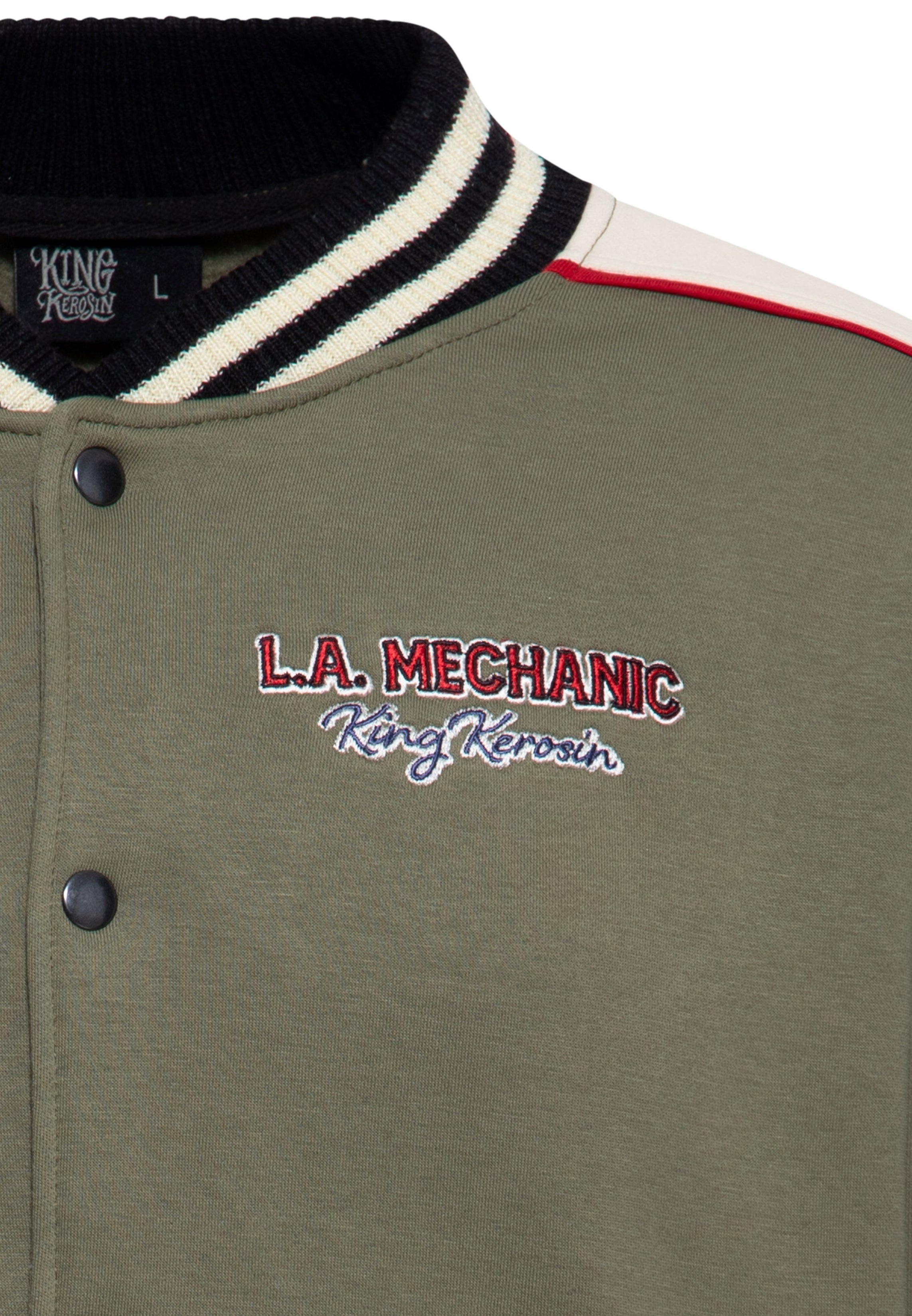 Collegejacke 'Mechanic Dude' in Khaki College & Baseball Jacken von King Kerosin