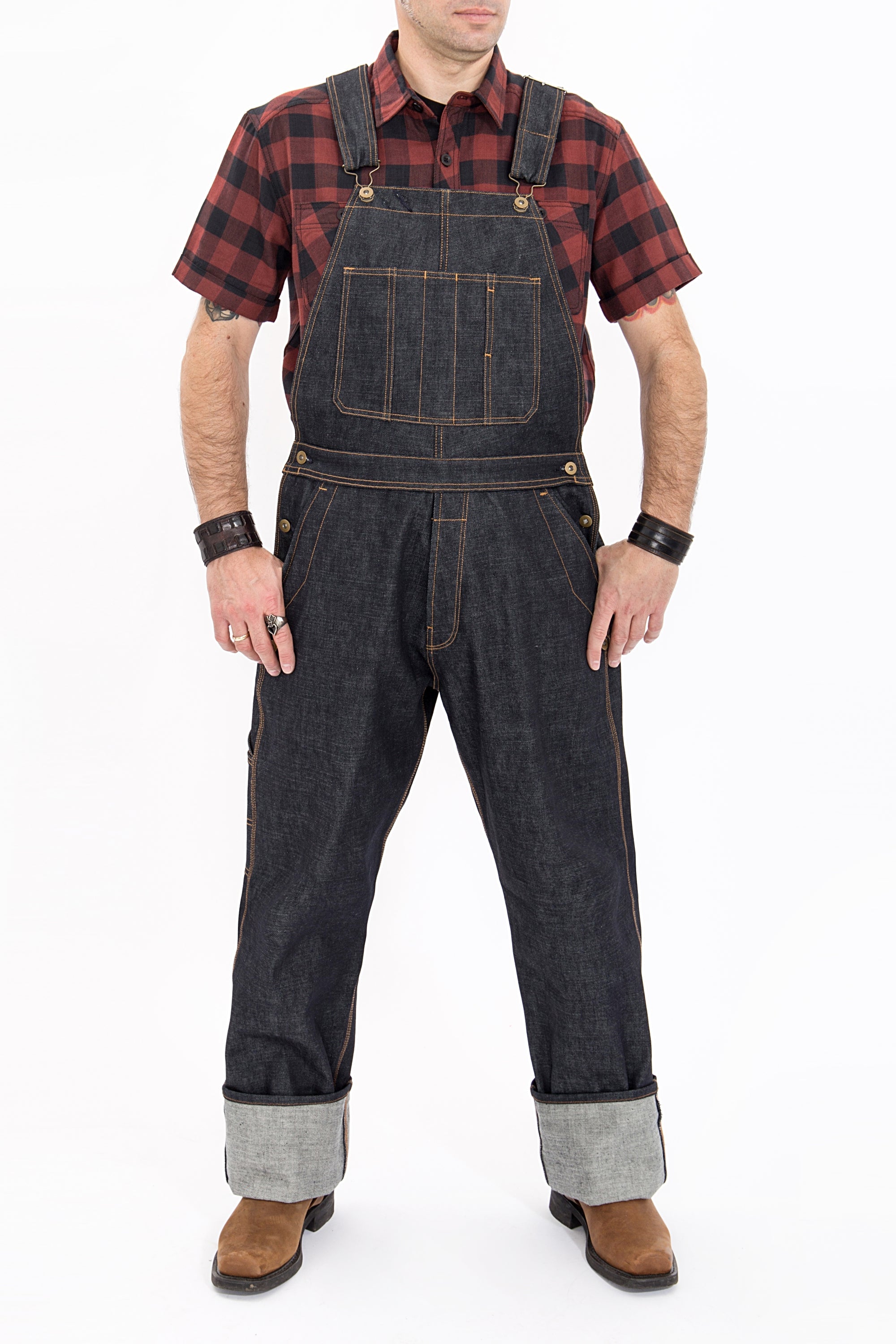 King Kerosin - Denim Latzhose im Worker Look mit verstellbaren Trägern