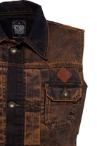 King Kerosin - Denim Weste Rust Wash und Stickerei «Orig. Trademarke»