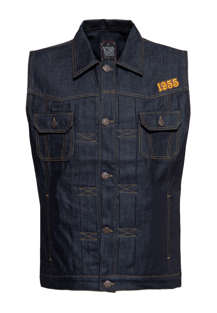King Kerosin - Denim Weste Stickerei «RnR Rebel»