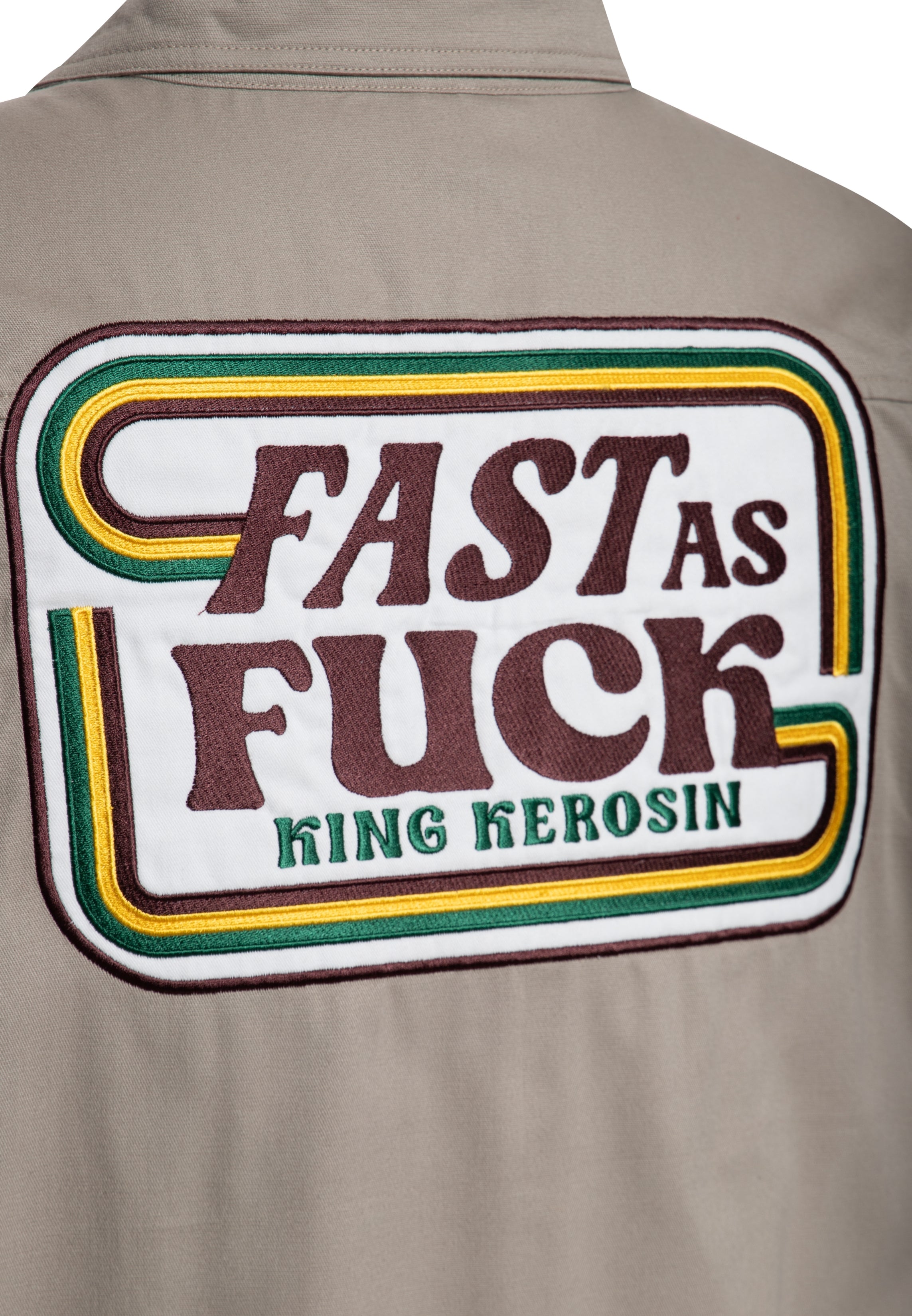 Dragstrip Hemd 'Fast As Fuck' in Khaki Hemden - Kurzarm von King Kerosin