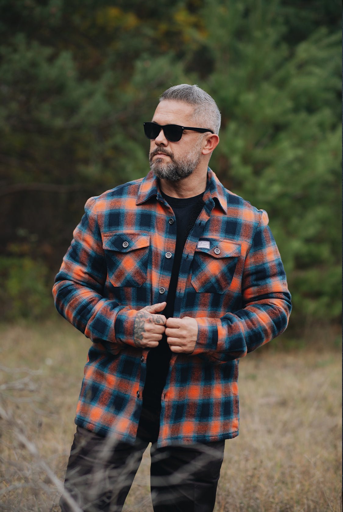 Flanellhemd mit Innenfutter in Navy – Hemden - Langarm von King Kerosin - Ansicht 2