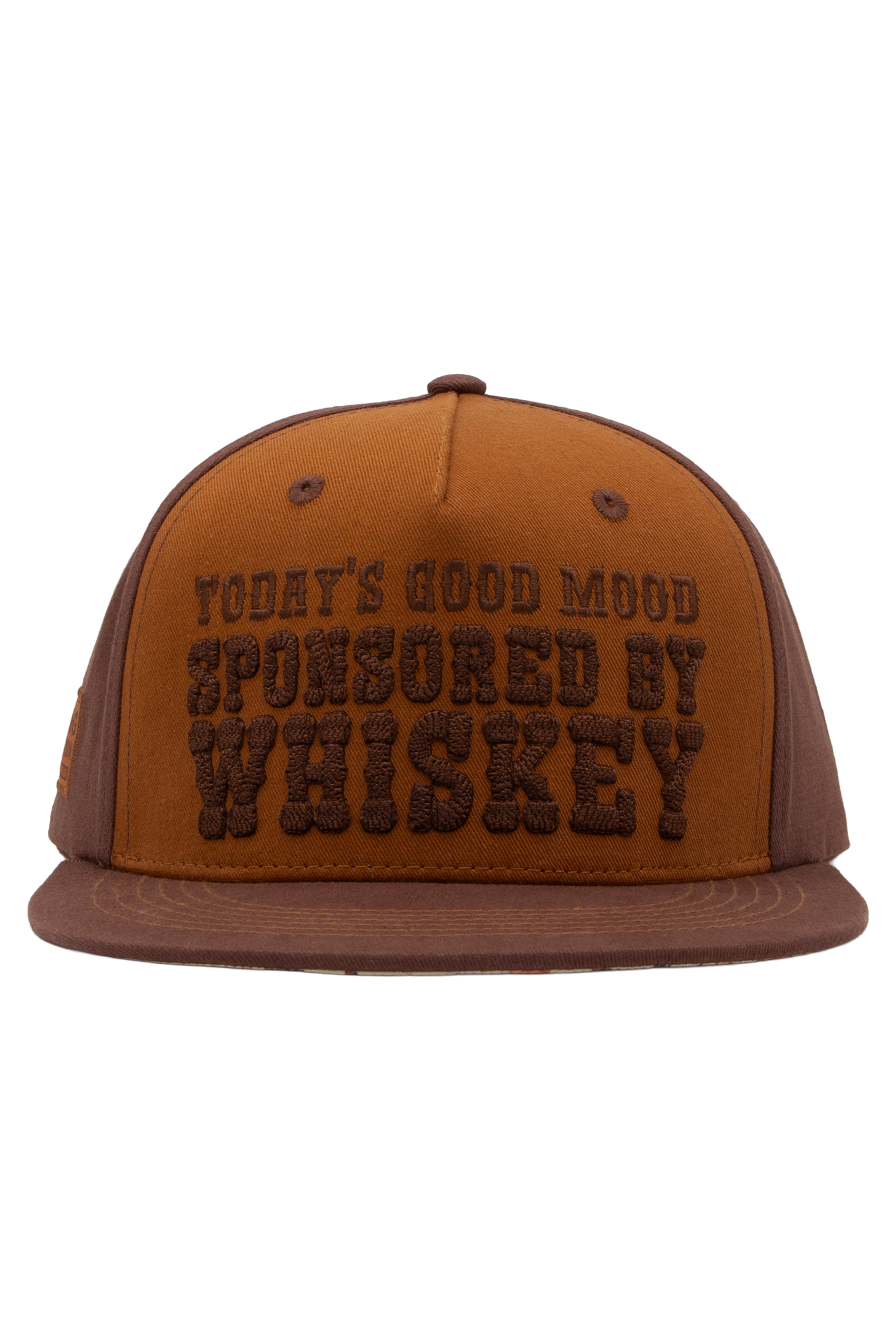 Flat Brim Cap 'Sponsored by Whiskey' in Braun Snapback Cap von King Kerosin