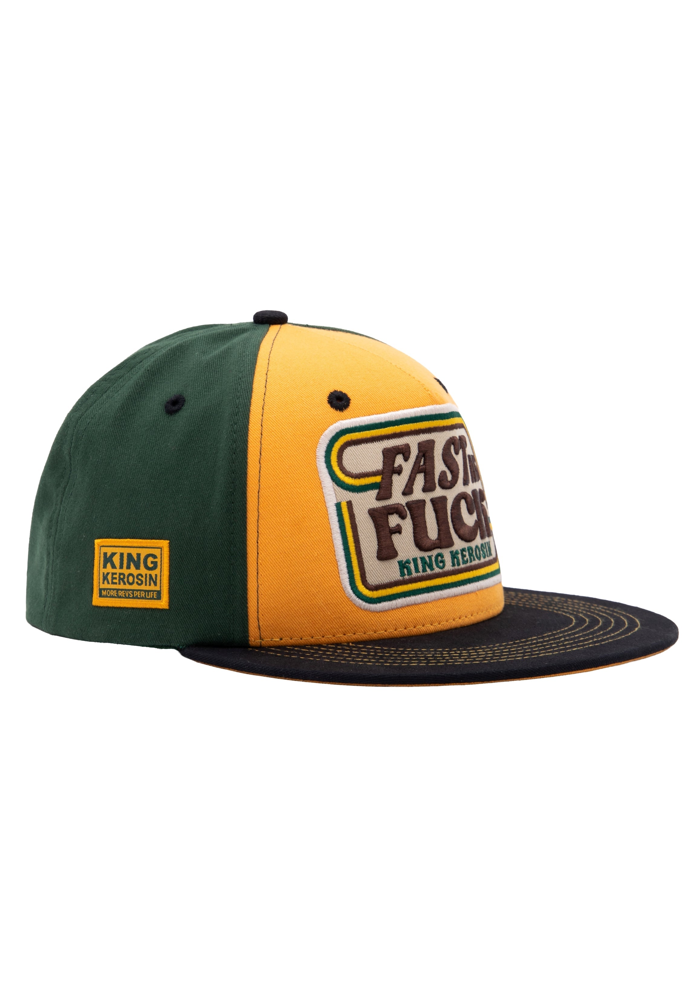 Flatbrim Cap 'Fast As Fuck' in Gelb Snapback Cap von King Kerosin