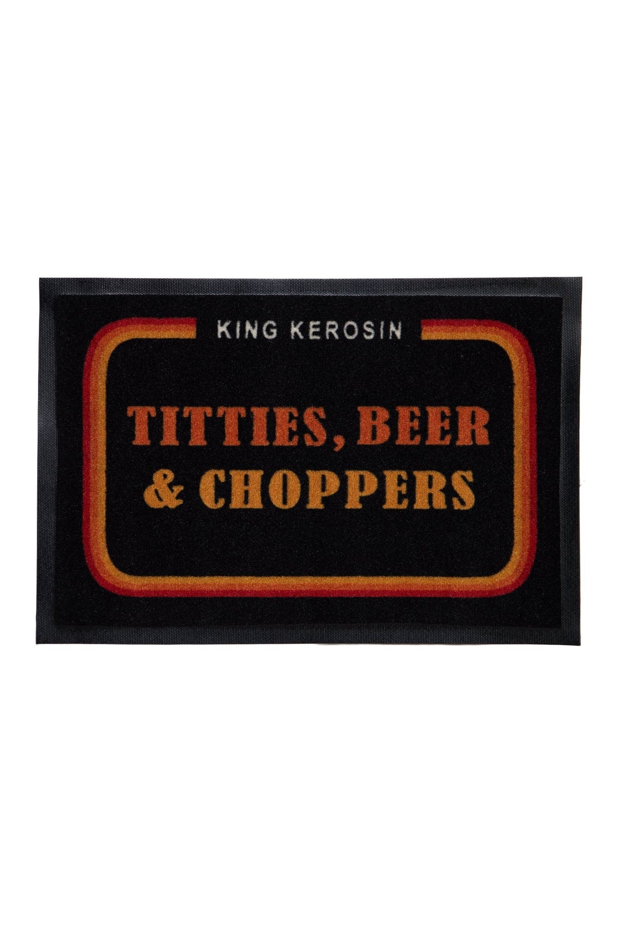 Fußmatte 'Titties, Beer & Choppers' in Schwarz – Fußmatte von King Kerosin - Ansicht 1