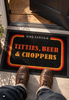 Fußmatte 'Titties, Beer & Choppers' in Schwarz – Fußmatte von King Kerosin - Ansicht 6