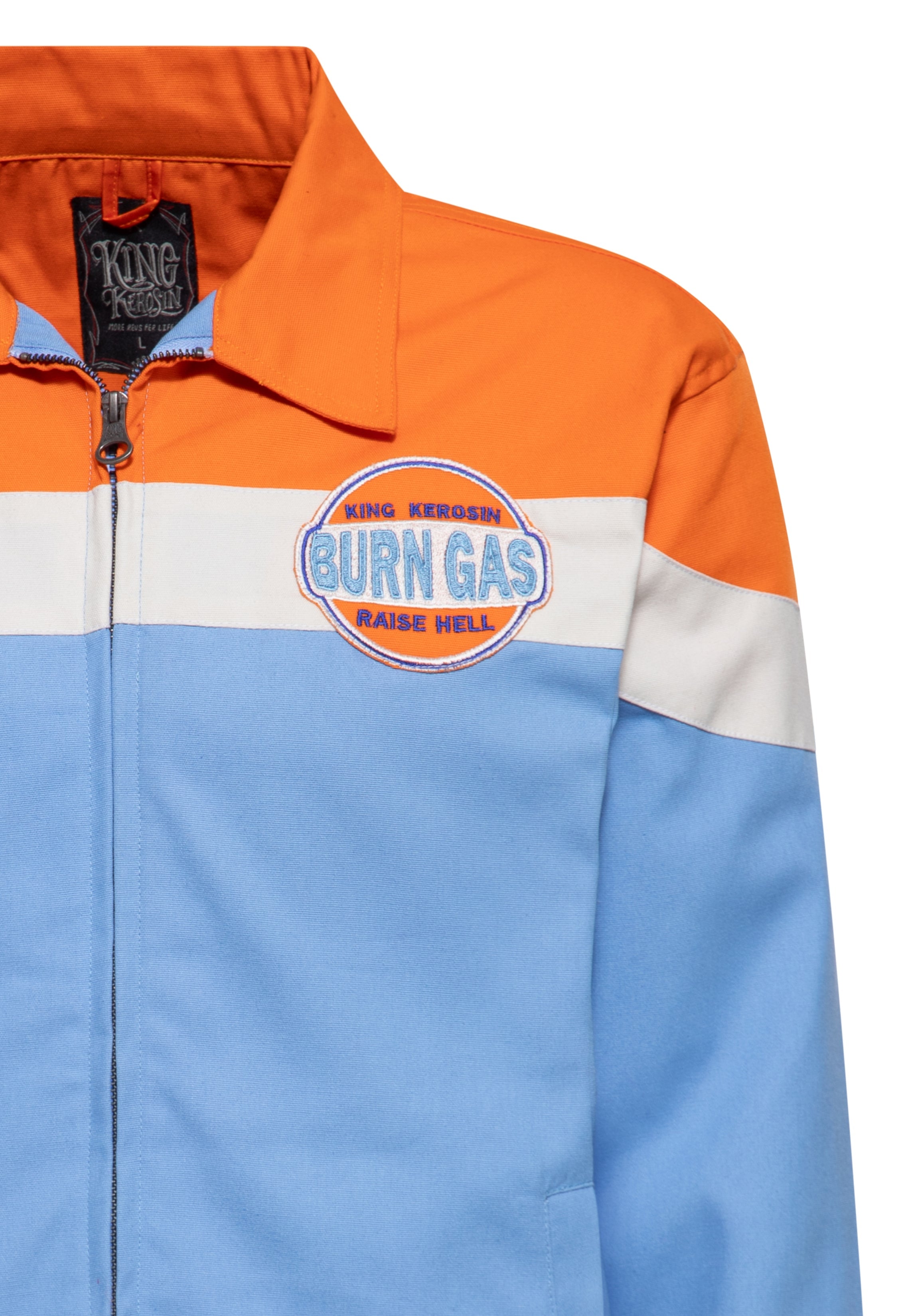 Gabardine Jacke 'Burn Gas' in Hellblau Leichte Jacken von King Kerosin
