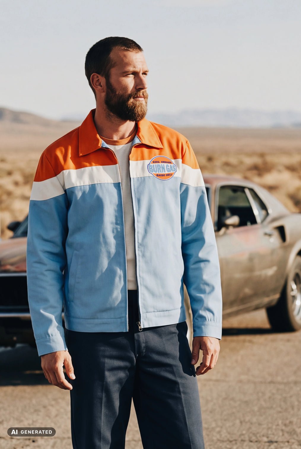 Gabardine Jacke 'Burn Gas' in Hellblau Leichte Jacken von King Kerosin