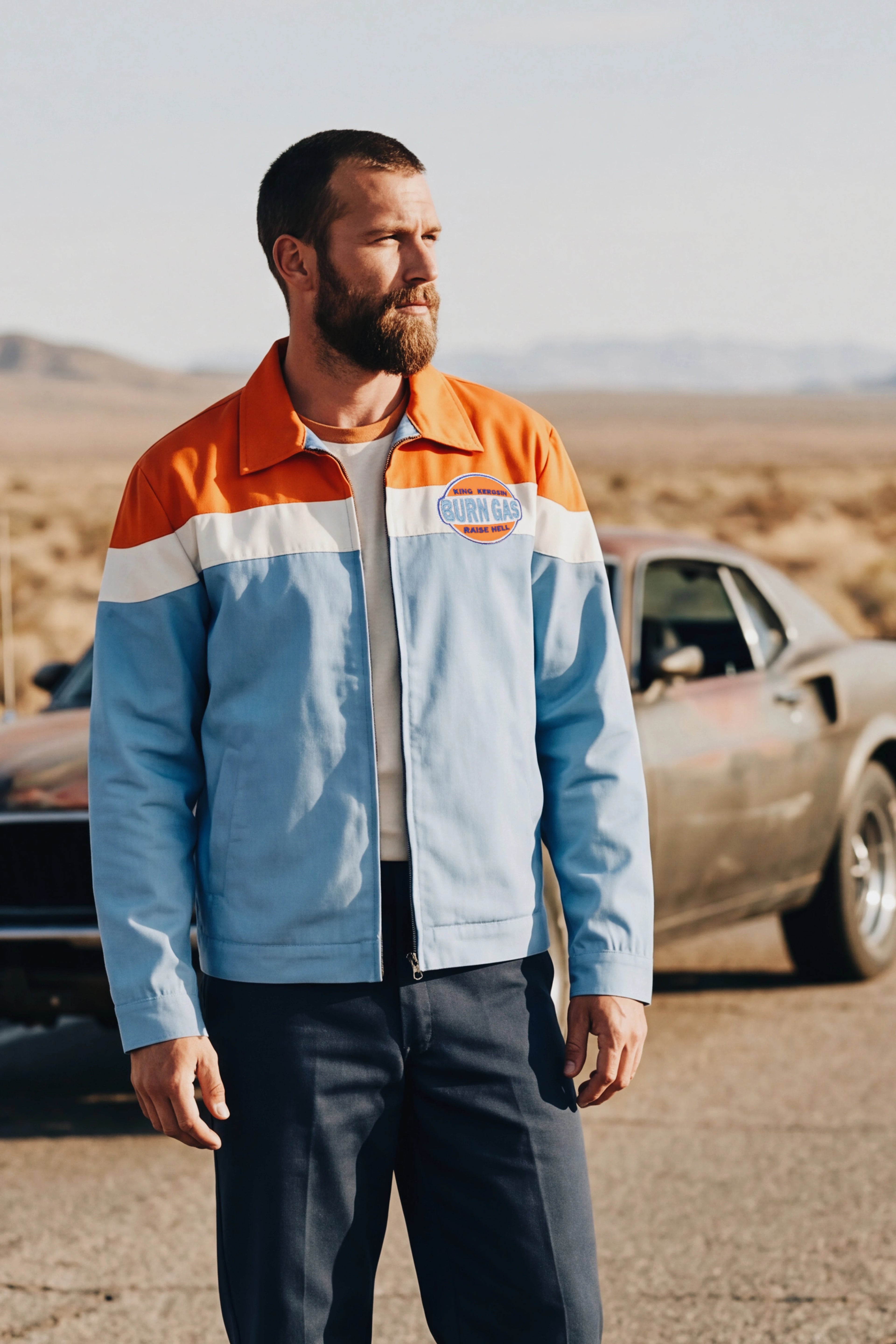 Gabardine Jacke 'Burn Gas' in Hellblau Leichte Jacken von King Kerosin